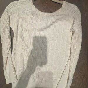 Brandy Melville Ivory Cable Scoop Neck Sweater